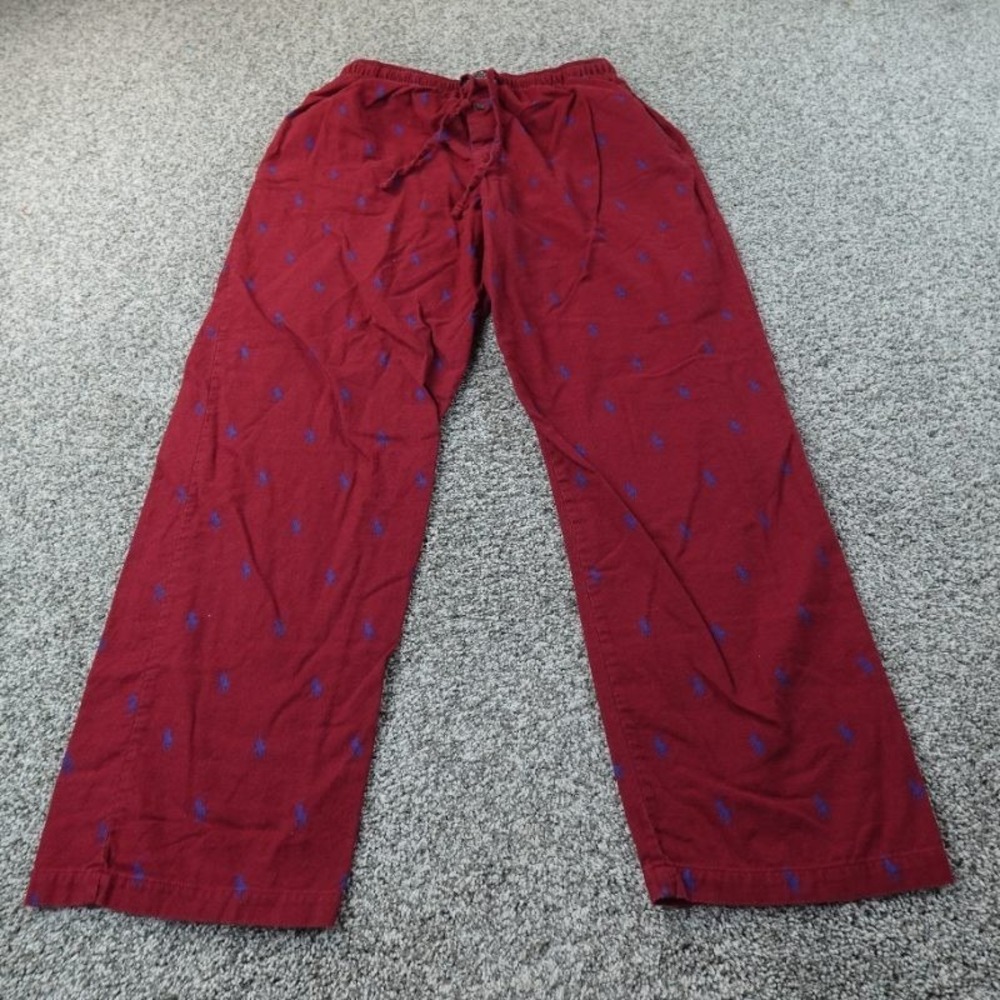 Polo Ralph Lauren Pants Mens M Red Pony Print‎ Sleep Lounge Drawstring Pajama